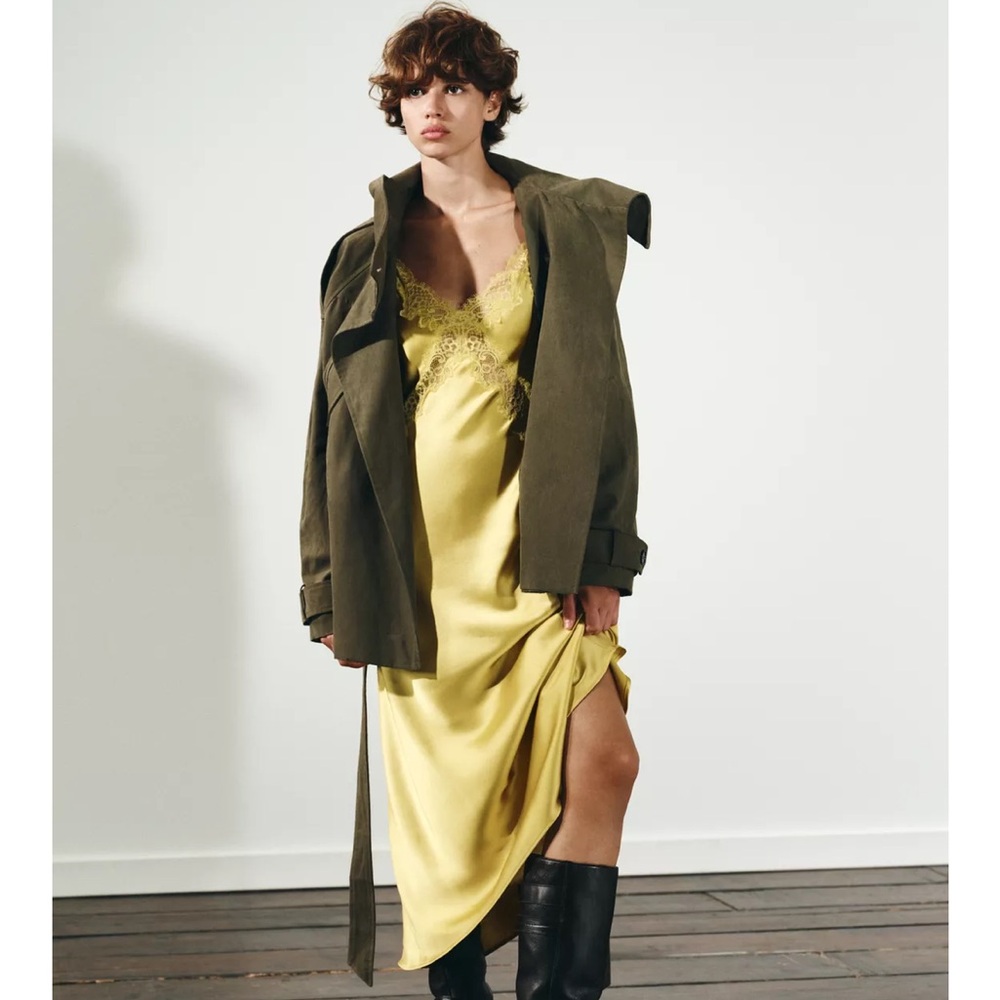 LAST CALL- dress to be donated
Zara Yellow Lace-Trim Satin Midi Dress NWOT - Picture 14 of 16